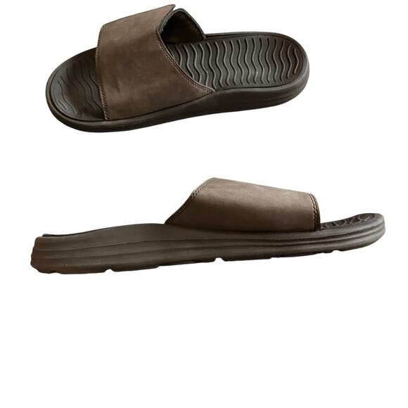 Men’s Brown Slide Sandals Size 12 Adjustable Comfort Slip-On Casual Summer Shoes - Picture 4 of 4